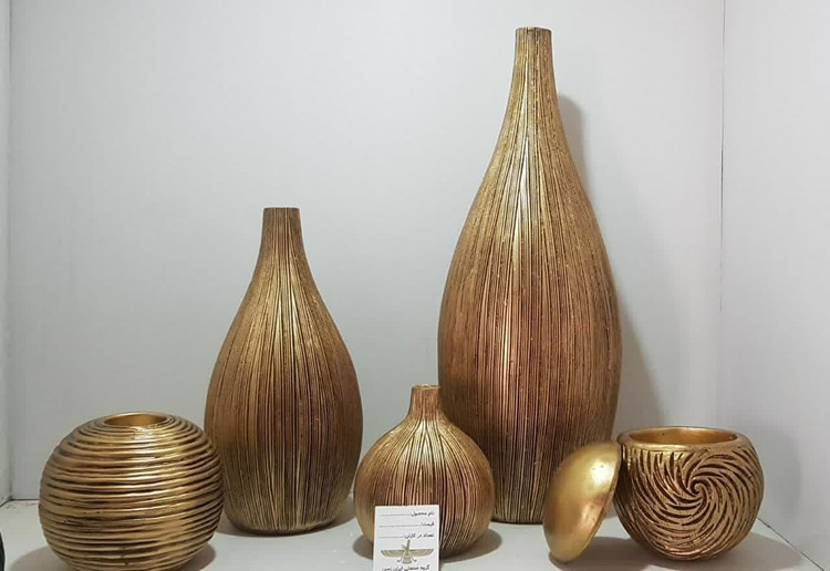 گلدون سالونگ سه سایزی طلایی