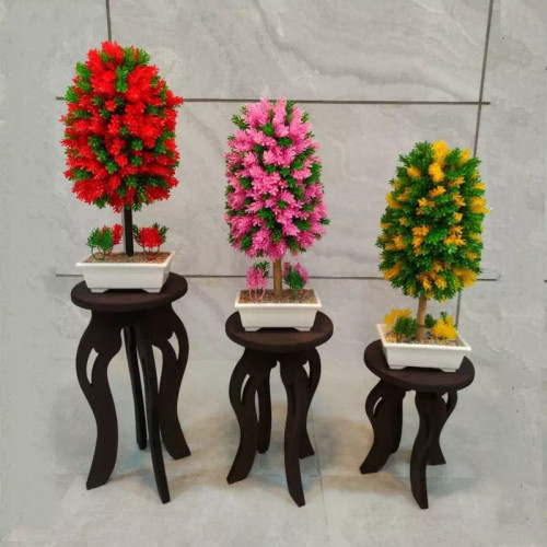 استند چهار پایه گلدان طرح هلالی رنگ قهوه ای