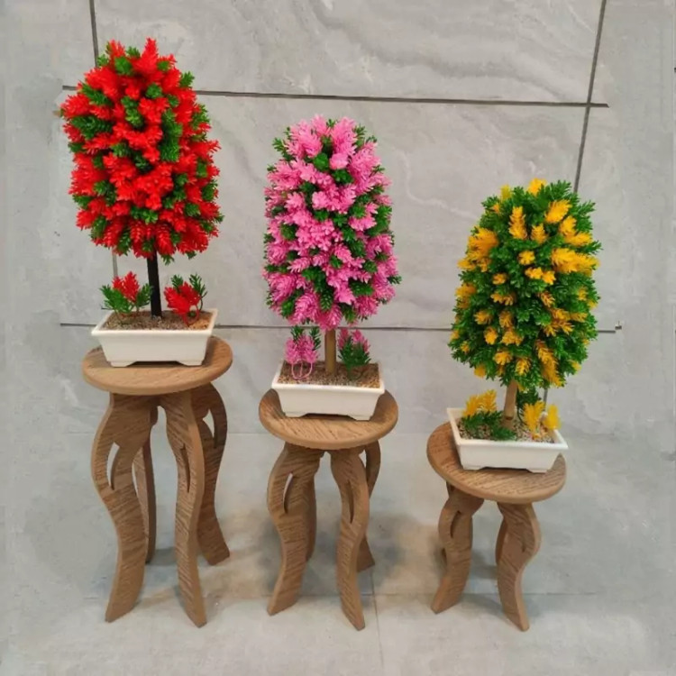 استند چهار پایه گلدان طرح هلالی رنگ کرم