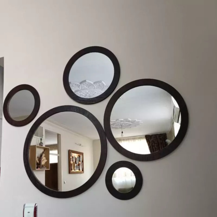 آینه پنچ تیکه قهوه ای