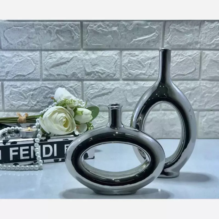 گلدان جفتی نقره ای