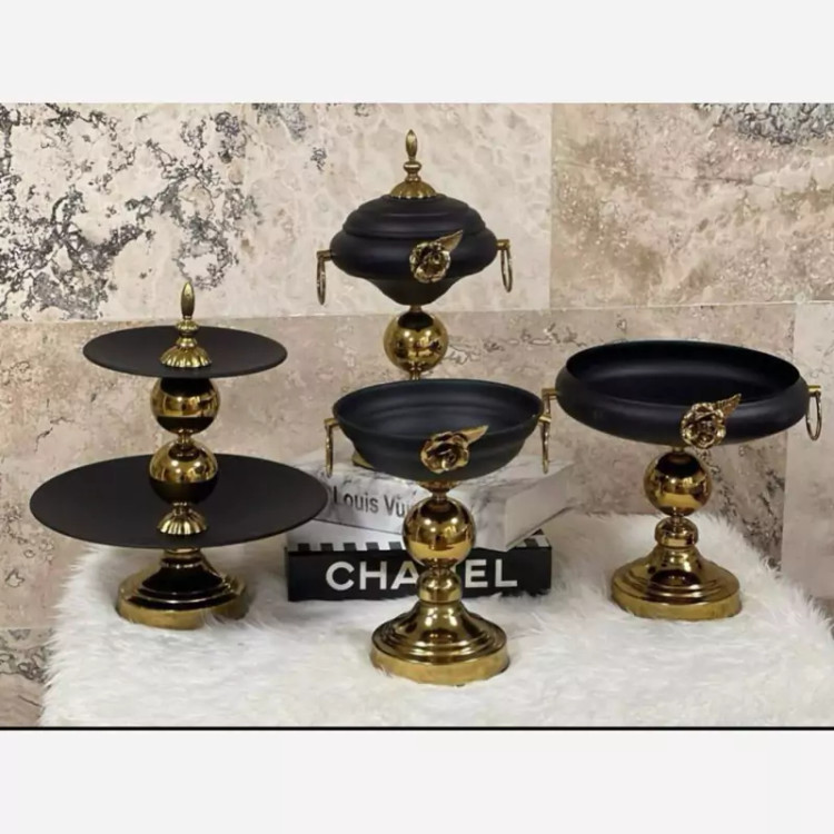 سرویس پذیرایی پایه بلند (گوشواره دار)4تیکه مشکی