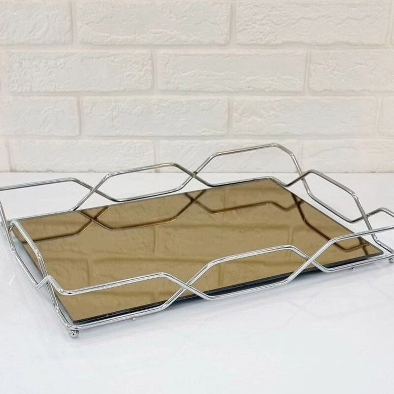 سینی کف اینه ای نقره ای