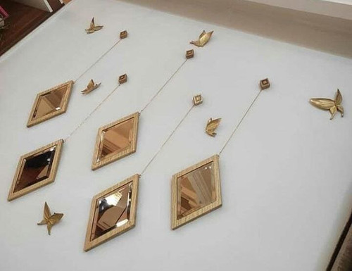 آینه لوزی پنچ تیکه ابزار خورده و پروانه دیوارکوب