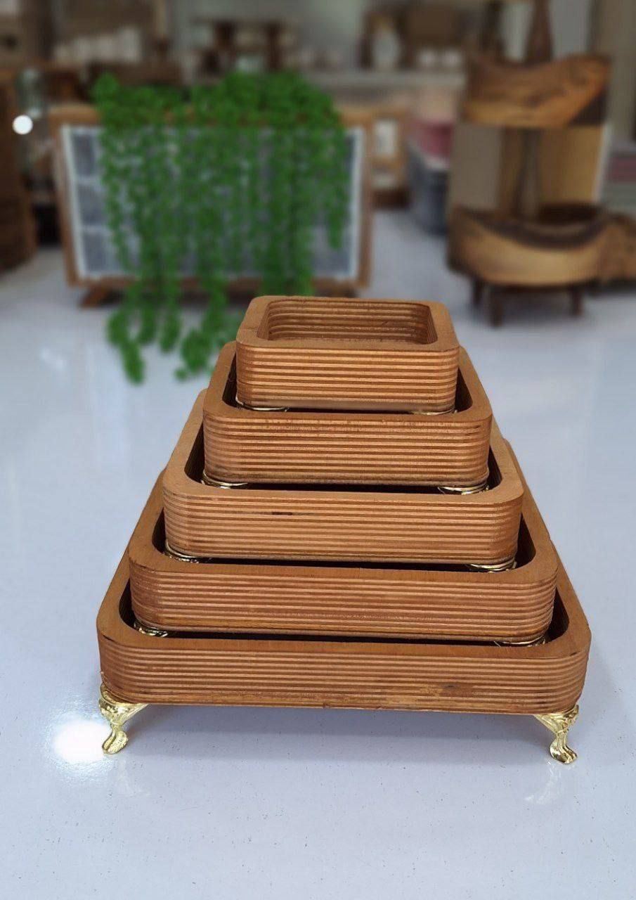 سینی پنج تیکه طرح گل پنج تایی روغن گیاهی