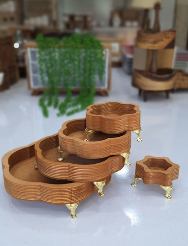 سینی پنج تیکه طرح گل پنج تایی روغن گیاهی