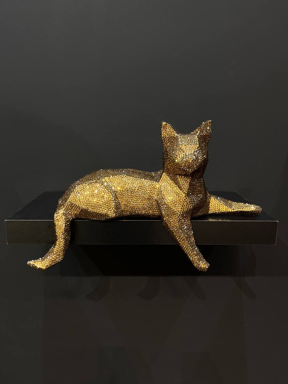 مجسمه گربه دکوری نگین دار