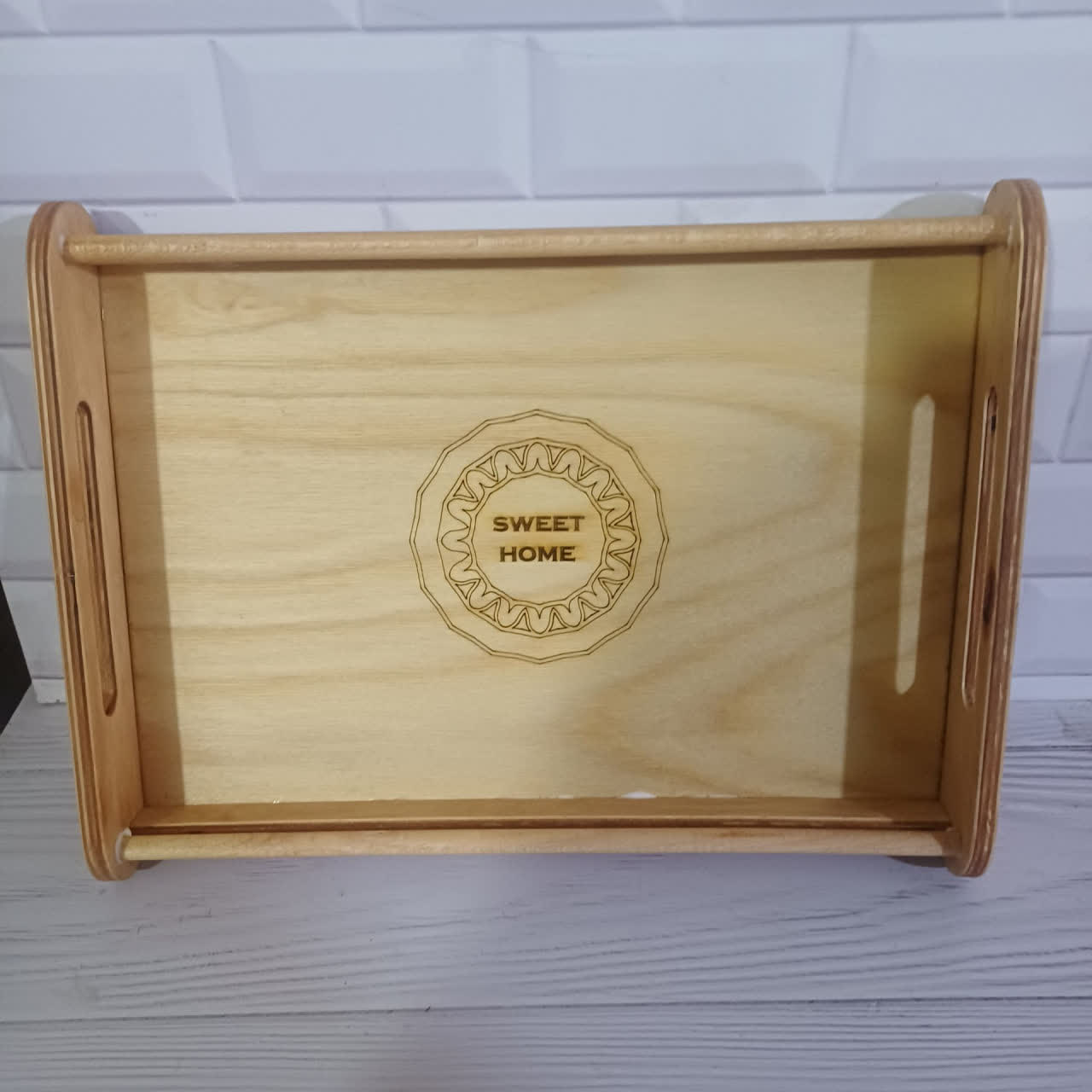 سینی چوبی دسته دار مستطیل